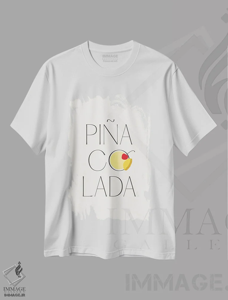 تیشرت سفید طرح دار – تیشرت فانتزی ,کوکتل پینا کولادا اثر مامبو آرت استودیو فروشگاه ایماژ