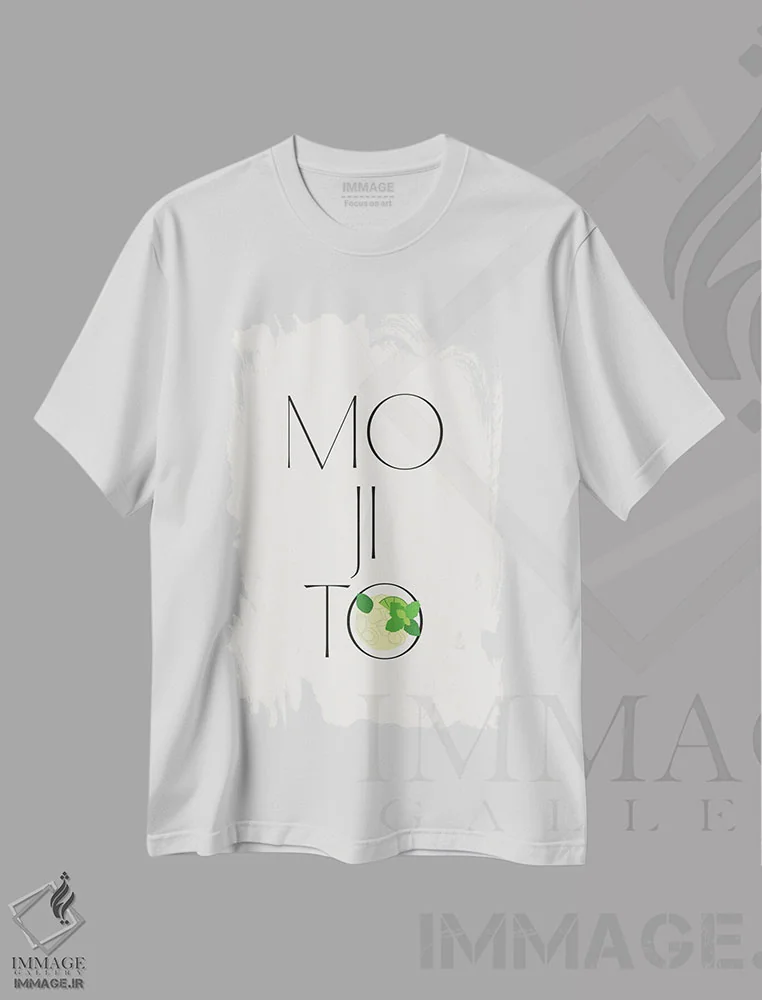 تیشرت سفید طرح دار – تیشرت فانتزی ,کوکتل موهیتو اثر مامبو آرت استودیو immage.ir