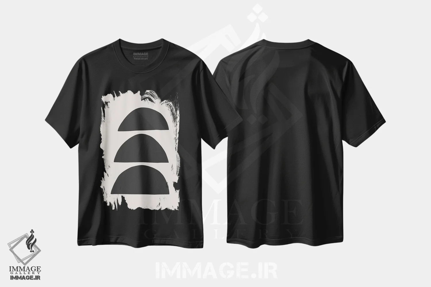 تیشرت مشکی طرح دار – تیشرت انتزاعی ,کاسه های نیم دایره انتزاعی اثر مامبو آرت استودیو فروشگاه ایماژ