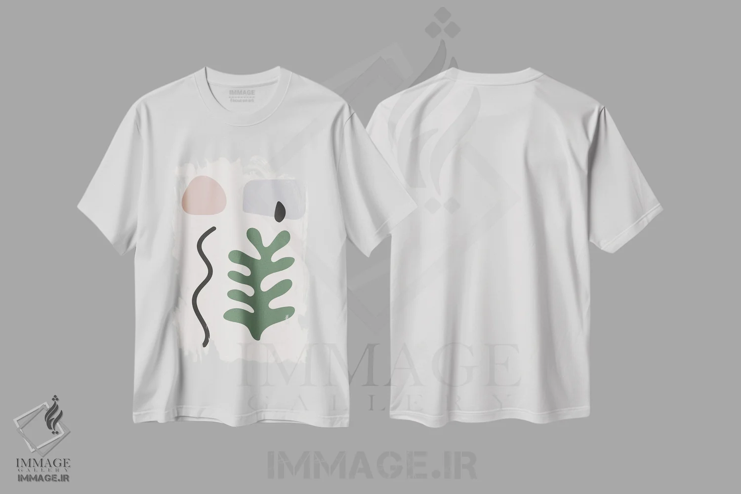 تیشرت سفید طرح دار – تیشرت طبیعت ,اشکال ارگانیک به سبک ماتیس اثر مامبو آرت استودیو immage.ir