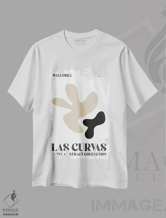 تیشرت سفید طرح دار – تیشرت انتزاعی ,اشکال انتزاعی ماتیس اسپانیا اثر مامبو آرت استودیو فروشگاه ایماژ