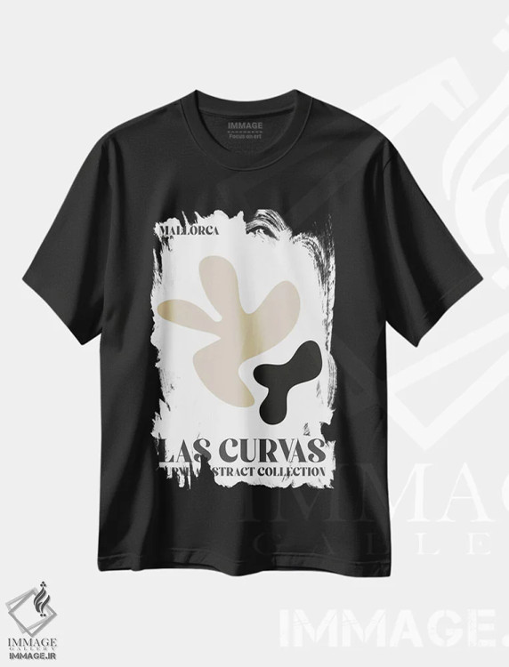 تیشرت مشکی طرح دار – تیشرت انتزاعی ,اشکال انتزاعی ماتیس اسپانیا اثر مامبو آرت استودیو immage.ir