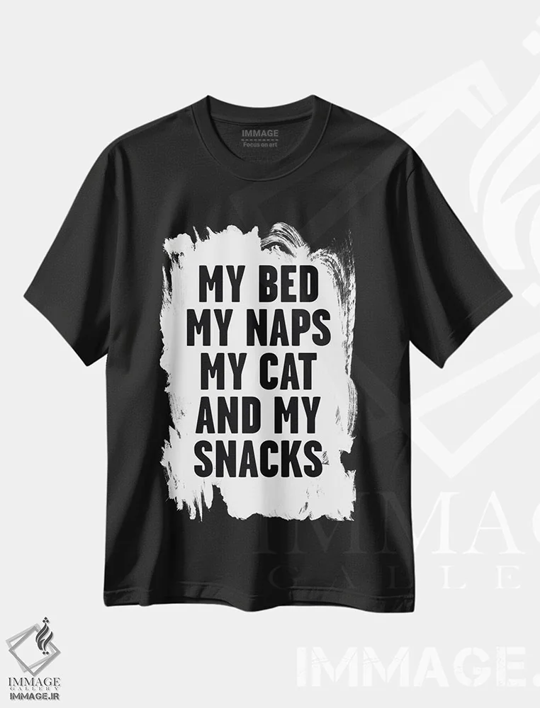 تیشرت مشکی طرح دار – تیشرت حیوانات ,My Naps,تخت من، چرت های من اثر مامبو آرت استودیو immage.ir