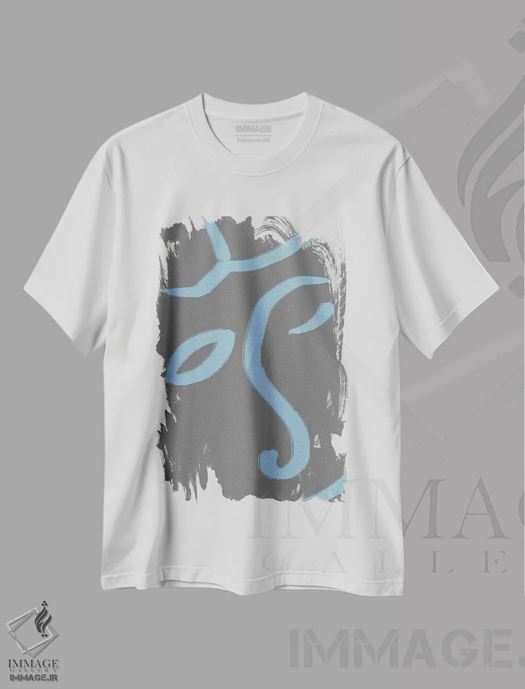 تیشرت سفید طرح دار – تیشرت مینیمال ,چهره آبی اثر مامبو آرت استودیو فروشگاه ایماژ