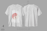 تیشرت سفید طرح دار – تیشرت ولنتاین ,دایره قلب های صورتی یین و یانگ اثر مامبو آرت استودیو immage.ir