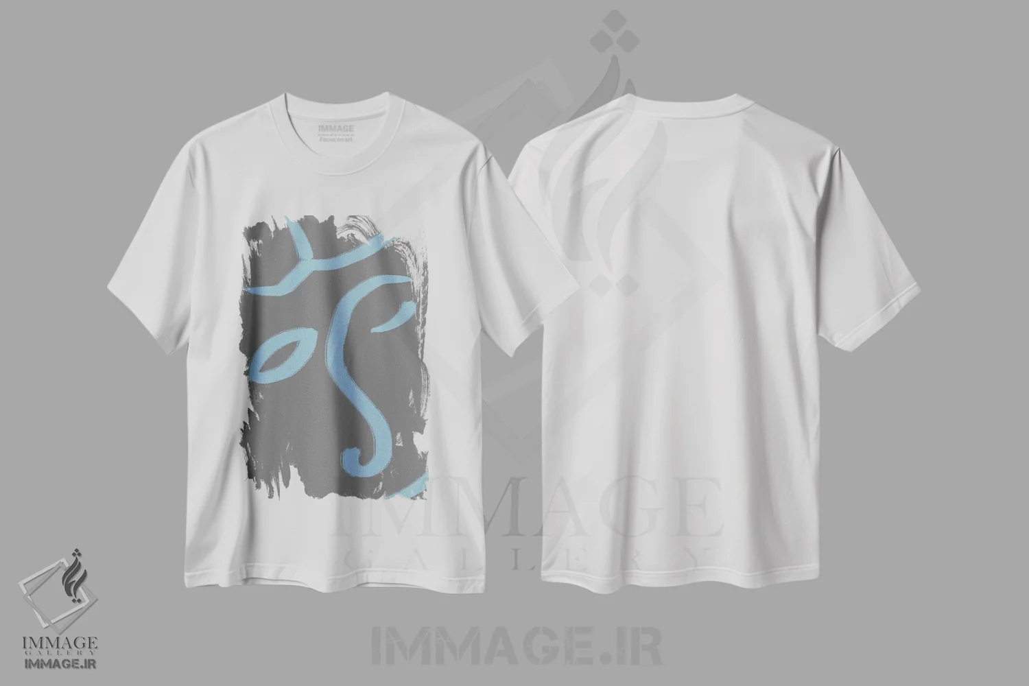 تیشرت سفید طرح دار – تیشرت مینیمال ,چهره آبی اثر مامبو آرت استودیو فروشگاه ایماژ