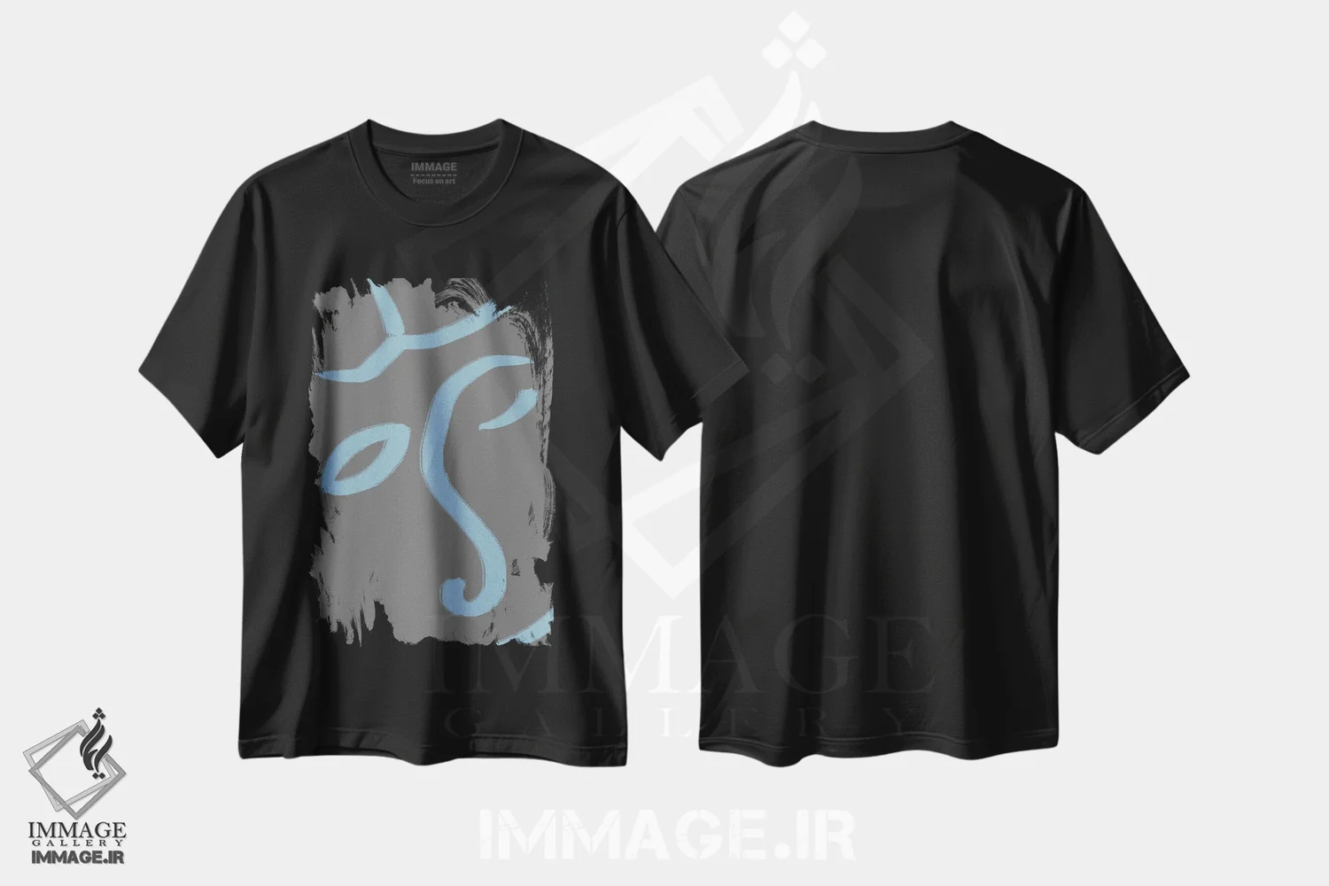 تیشرت مشکی طرح دار – تیشرت مینیمال ,چهره آبی اثر مامبو آرت استودیو immage.ir