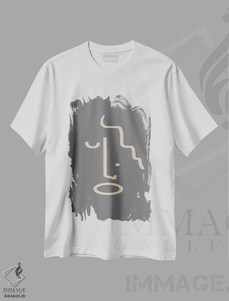 تیشرت سفید طرح دار – تیشرت هنری ,چهره اثر مامبو آرت استودیو immage.ir