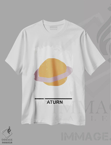 تیشرت سفید طرح دار – تیشرت نجومی ,زحل اثر مامبو آرت استودیو فروشگاه ایماژ