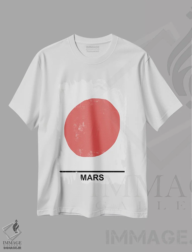 تیشرت سفید طرح دار – تیشرت نجومی ,مریخ اثر مامبو آرت استودیو immage.ir