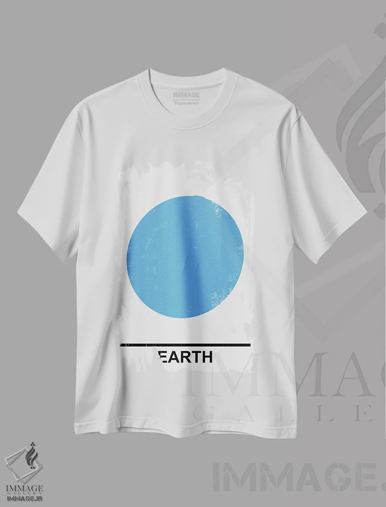 تیشرت سفید طرح دار – تیشرت طبیعت ,زمین اثر مامبو آرت استودیو فروشگاه ایماژ