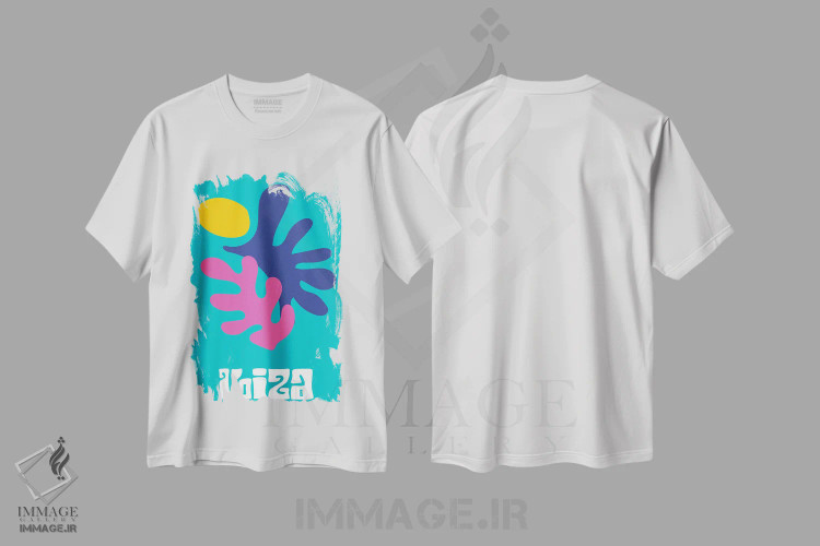 تیشرت سفید طرح دار – تیشرت سفر ,ایبیزا اثر مامبو آرت استودیو فروشگاه ایماژ