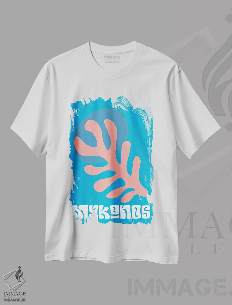تیشرت سفید طرح دار – تیشرت سفر ,میکنوس اثر مامبو آرت استودیو immage.ir