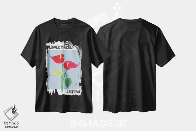 تیشرت مشکی طرح دار – تیشرت گیاهی ,پوستر بازار گل آنتوریوم اثر مامبو آرت استودیو immage.ir