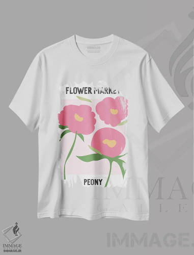 تیشرت سفید طرح دار – تیشرت گل ,پوستر بازار گل صدتومانی اثر مامبو آرت استودیو فروشگاه ایماژ