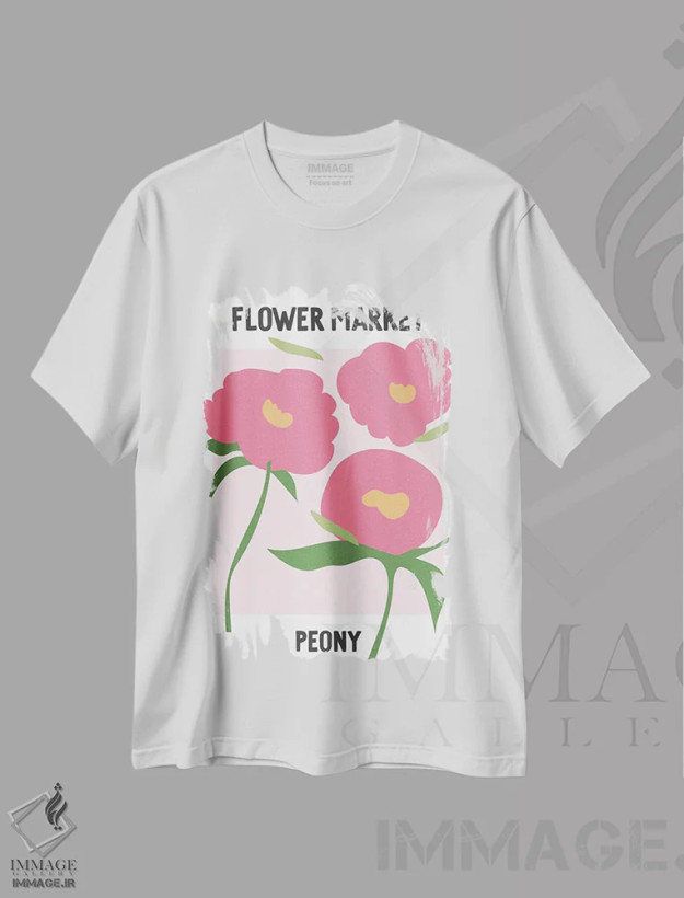 تیشرت سفید طرح دار – تیشرت گل ,پوستر بازار گل صدتومانی اثر مامبو آرت استودیو فروشگاه ایماژ