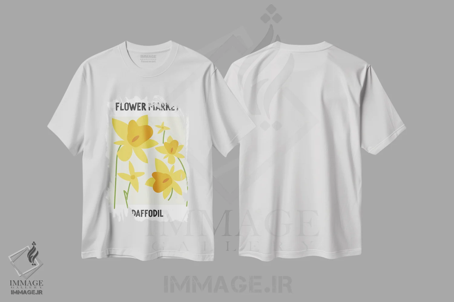 تیشرت سفید طرح دار – تیشرت طبیعت ,پوستر بازار گل نرگس اثر مامبو آرت استودیو immage.ir