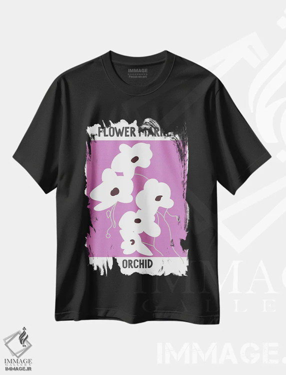 تیشرت مشکی طرح دار – تیشرت ارکیده ,پوستر بازار گل ارکیده اثر مامبو آرت استودیو فروشگاه ایماژ