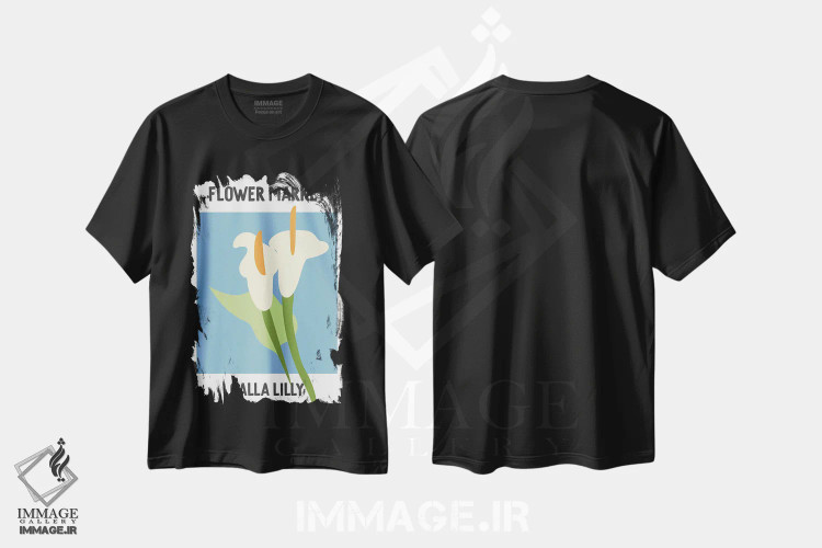 تیشرت مشکی طرح دار – تیشرت هنری گیاهان ,پوستر بازار گل کالالیلی اثر مامبو آرت استودیو immage.ir