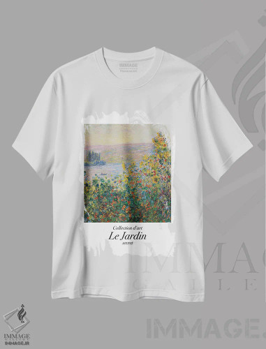 تیشرت سفید طرح دار – تیشرت هنری ,باغ کلاسیک اثر مامبو آرت استودیو فروشگاه ایماژ