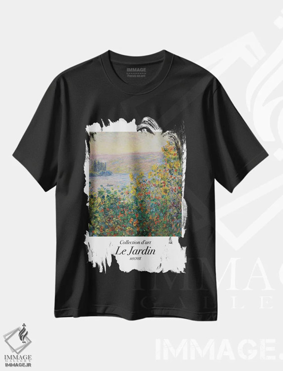 تیشرت مشکی طرح دار – تیشرت هنری ,باغ کلاسیک اثر مامبو آرت استودیو immage.ir