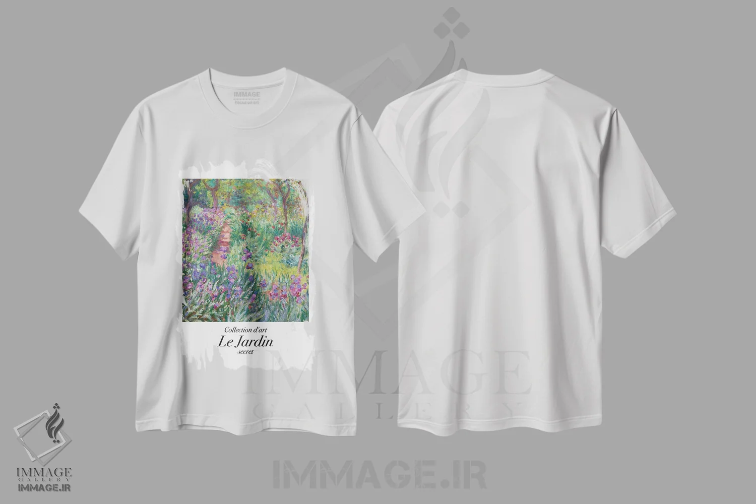 تیشرت سفید طرح دار – تیشرت هنری ,باغ کلاسیک اثر مامبو آرت استودیو immage.ir