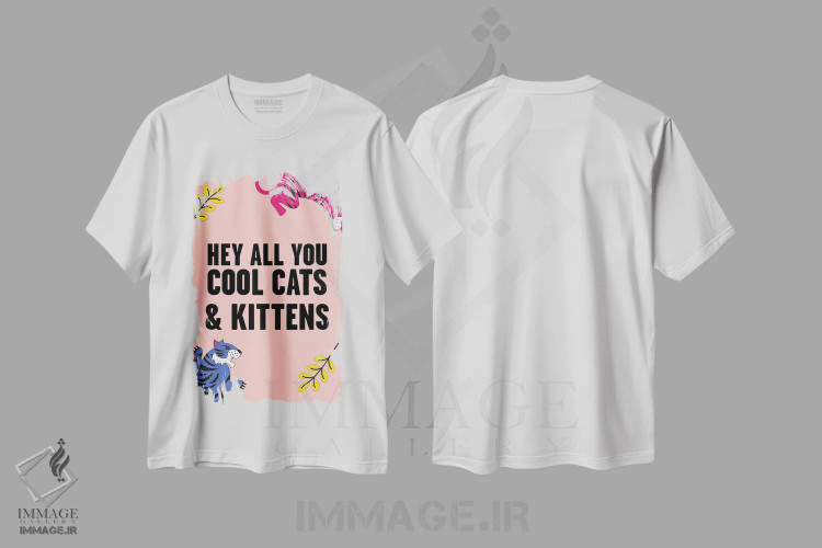 تیشرت سفید طرح دار – تیشرت پاپ کالچر ,سلام به همه شما گربه ها و بچه گربه های باحال، ببر صورتی اثر مامبو آرت استودیو فروشگاه ایماژ