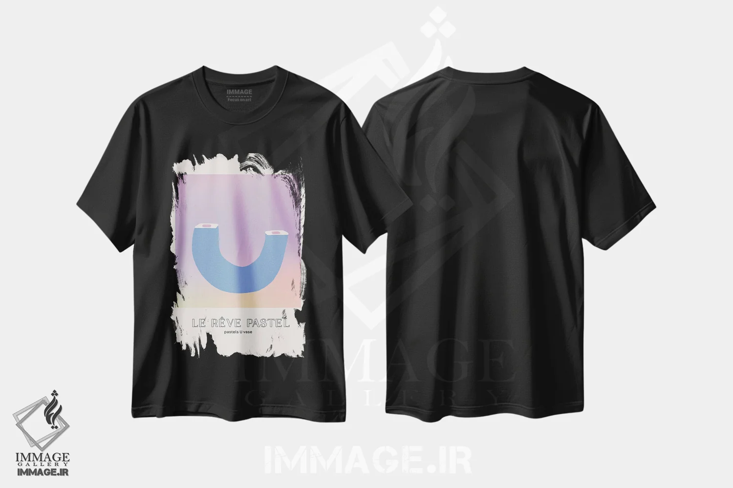 تیشرت مشکی طرح دار – تیشرت مینیمال هندسی ,گلدان رؤیای پاستلی شکل U اثر مامبو آرت استودیو فروشگاه ایماژ