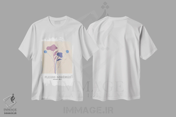 تیشرت سفید طرح دار – تیشرت بوهمی ,گل های بوهمی اثر مامبو آرت استودیو فروشگاه ایماژ