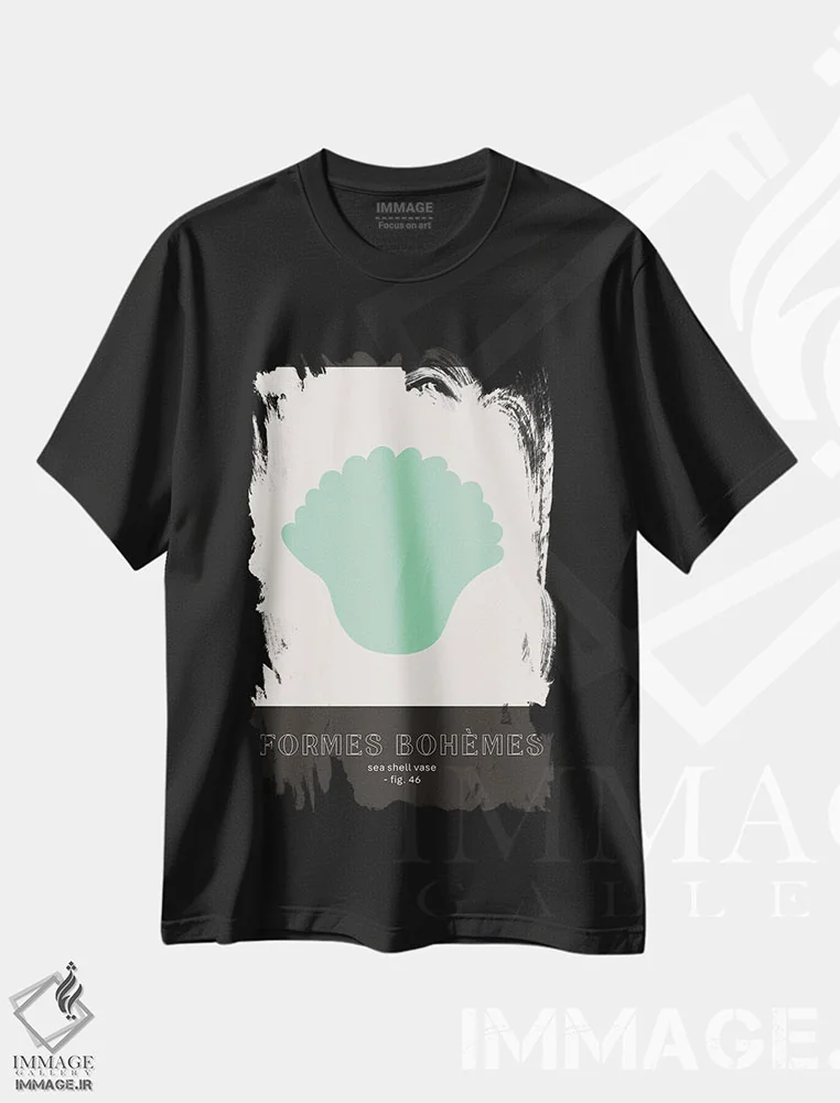 تیشرت مشکی طرح دار – تیشرت انتزاعی ,اشکال بوهمی سبز اثر مامبو آرت استودیو immage.ir