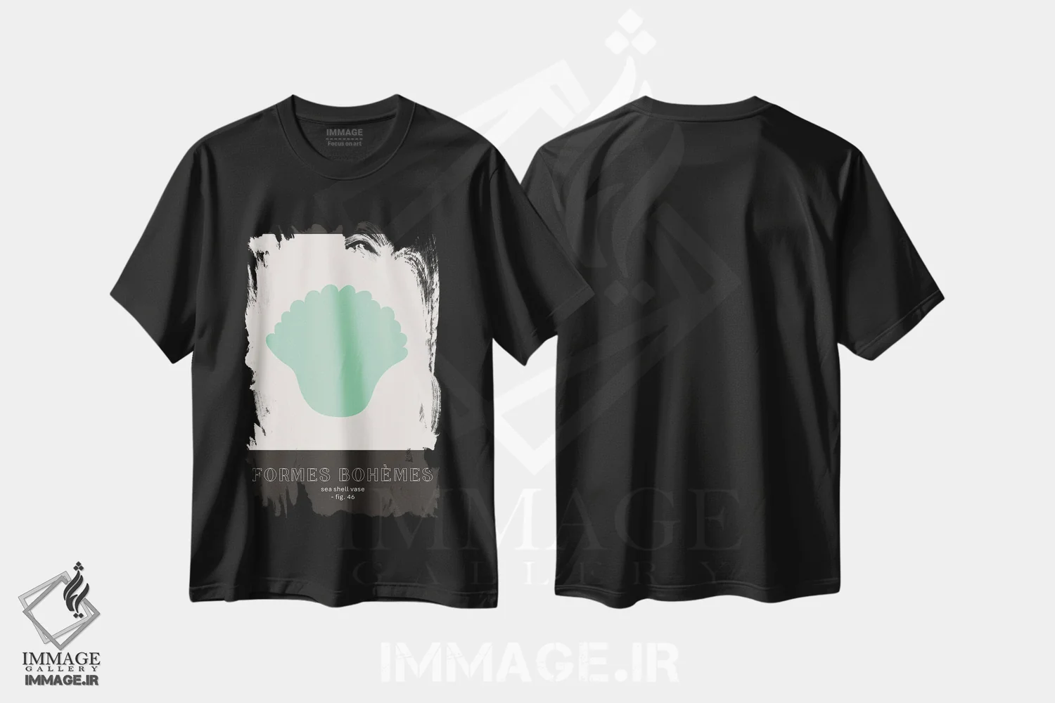 تیشرت مشکی طرح دار – تیشرت انتزاعی ,اشکال بوهمی سبز اثر مامبو آرت استودیو immage.ir