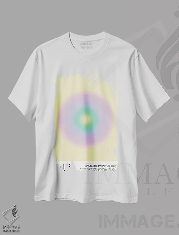 تیشرت سفید طرح دار – تیشرت هنری ,پوستر هاله زرد اثر مامبو آرت استودیو فروشگاه ایماژ