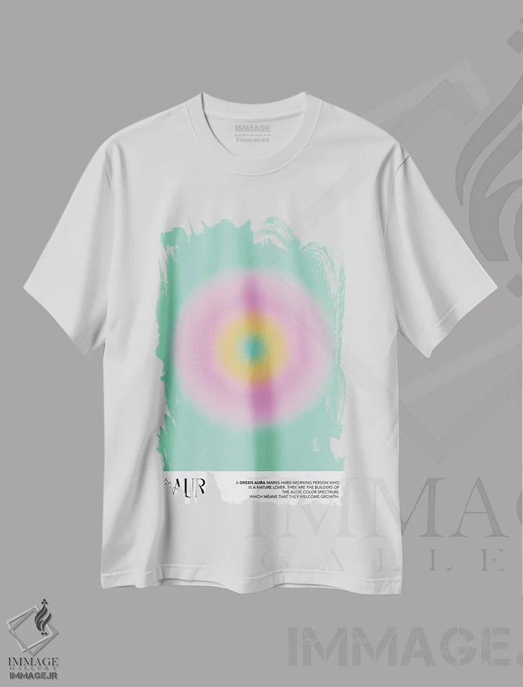 تیشرت سفید طرح دار – تیشرت معنوی ,پوستر هاله سبز اثر مامبو آرت استودیو فروشگاه ایماژ