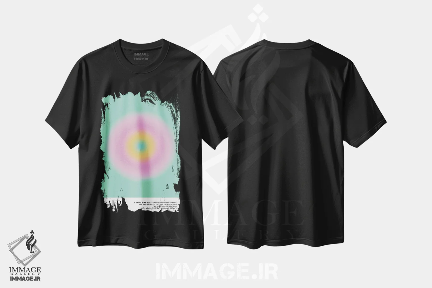 تیشرت مشکی طرح دار – تیشرت معنوی ,پوستر هاله سبز اثر مامبو آرت استودیو immage.ir
