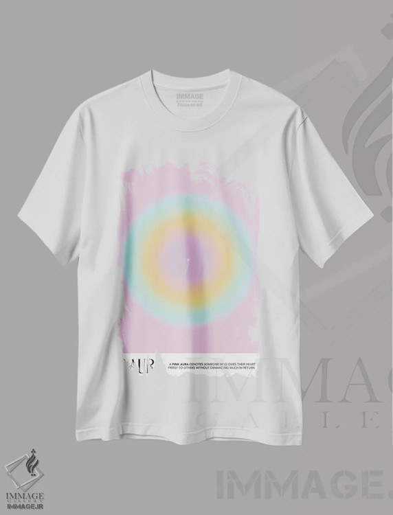 تیشرت سفید طرح دار – تیشرت هنری ,پوستر هاله صورتی اثر مامبو آرت استودیو immage.ir