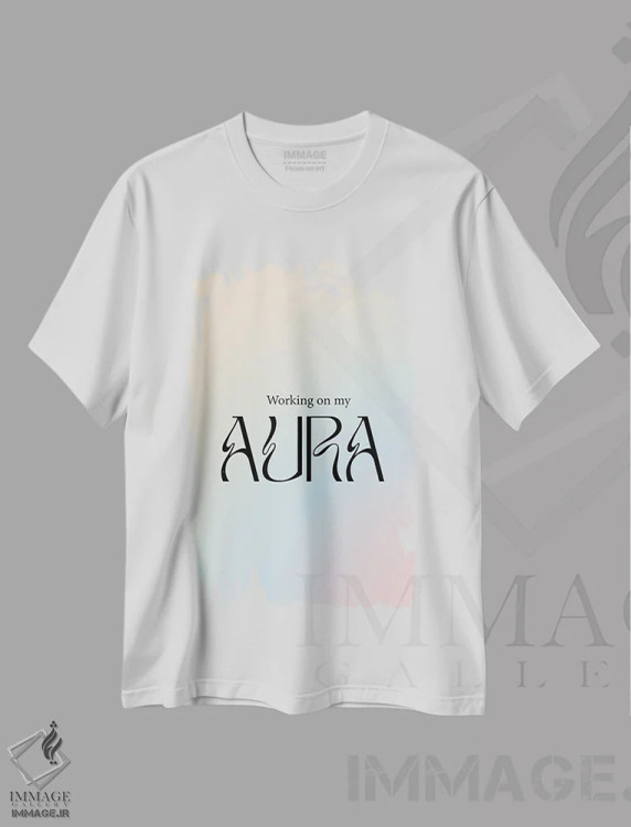 تیشرت سفید طرح دار – تیشرت معنوی ,درحال کار روی هاله ام با گرادیان اثر مامبو آرت استودیو immage.ir