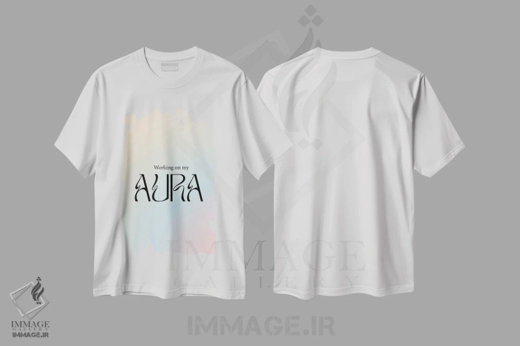 تیشرت سفید طرح دار – تیشرت معنوی ,درحال کار روی هاله ام با گرادیان اثر مامبو آرت استودیو immage.ir