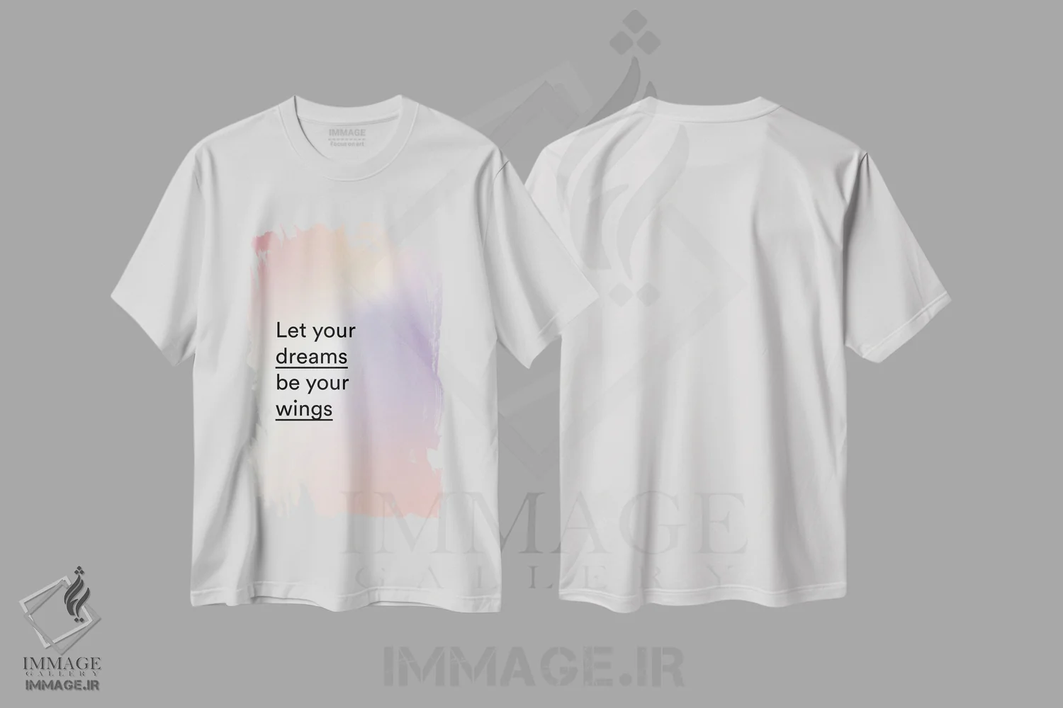 تیشرت سفید طرح دار – تیشرت انگیزشی ,بگذار رویاهایت بال هایت باشند اثر مامبو آرت استودیو immage.ir