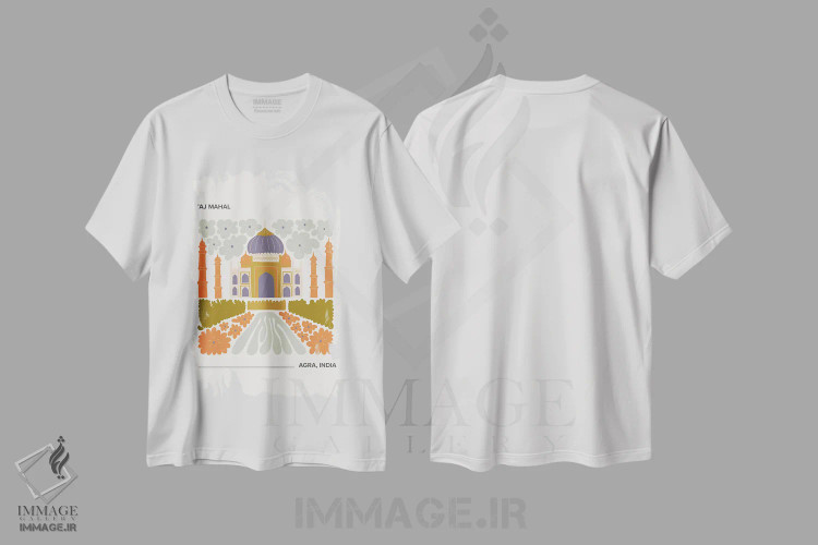 تیشرت سفید طرح دار – تیشرت هنری ,تاج محل اثر مامبو آرت استودیو immage.ir