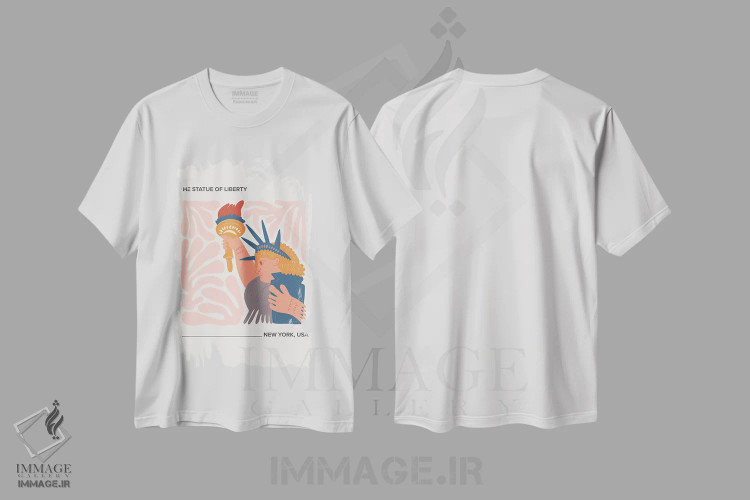 تیشرت سفید طرح دار – تیشرت گرافیکی ,تندیس آزادی اثر مامبو آرت استودیو immage.ir