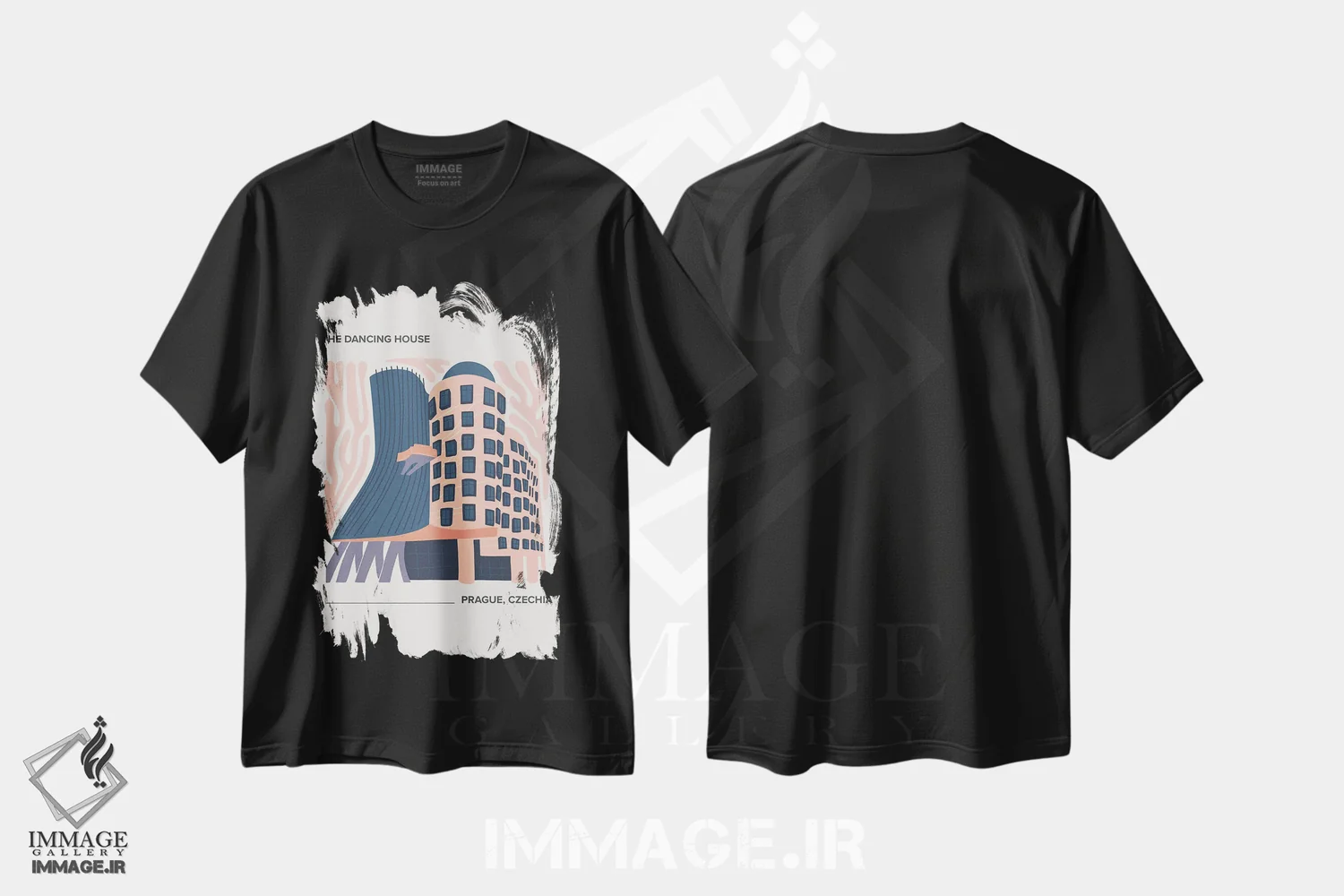 تیشرت مشکی طرح دار – تیشرت هنری ,خانه رقصان اثر مامبو آرت استودیو immage.ir