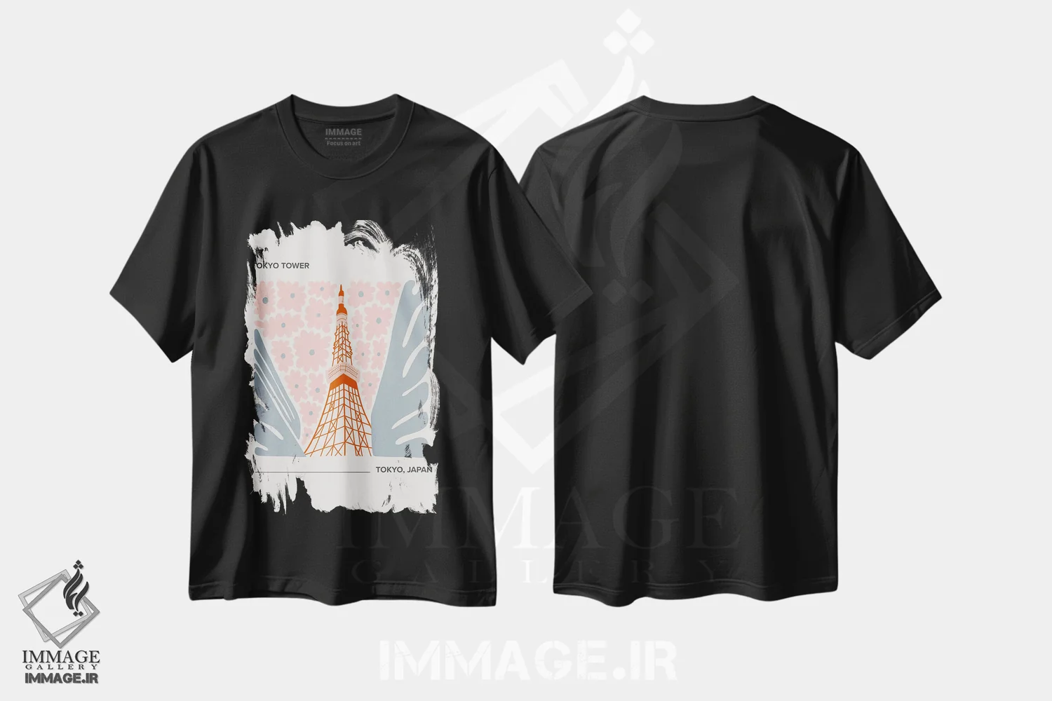 تیشرت مشکی طرح دار – تیشرت گرافیکی ,برج توکیو اثر مامبو آرت استودیو immage.ir