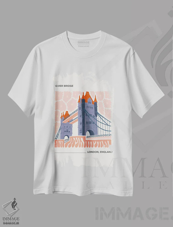تیشرت سفید طرح دار – تیشرت هنری ,پل برج اثر مامبو آرت استودیو immage.ir