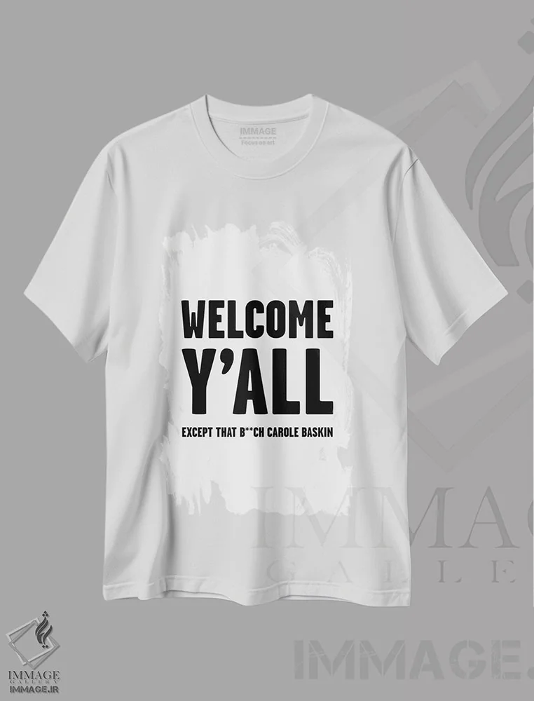 تیشرت سفید طرح دار – تیشرت فرهنگ عامه ,همه خوش آمدند جز کارول بسکین اثر مامبو آرت استودیو immage.ir