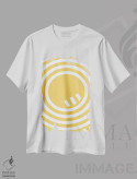 تیشرت سفید طرح دار – تیشرت انتزاعی ,طرح انتزاعی چندخطی زرد اثر مامبو آرت استودیو immage.ir