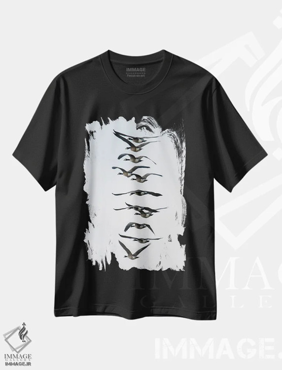 تیشرت مشکی طرح دار – تیشرت طبیعت ,پرواز غازها به صورت دسته جمعی اثر مایکل شوفلر immage.ir