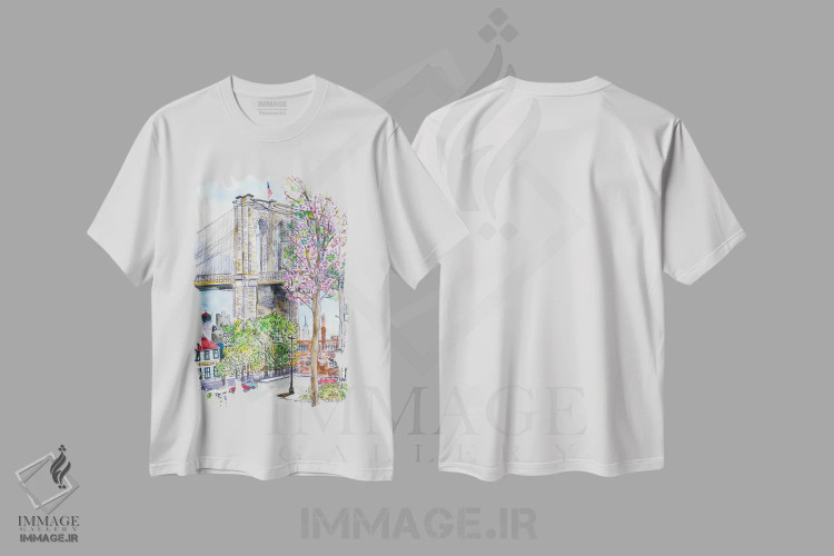 تیشرت سفید طرح دار – تیشرت شهری ,بهار پل بروکلین اثر مایکل استورینگس immage.ir