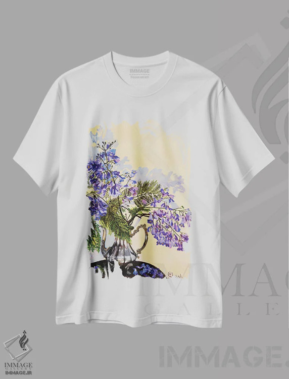 تیشرت سفید طرح دار – تیشرت گیاه نگار ,ژاکاراندا اثر مارینا استریاکووا فروشگاه ایماژ
