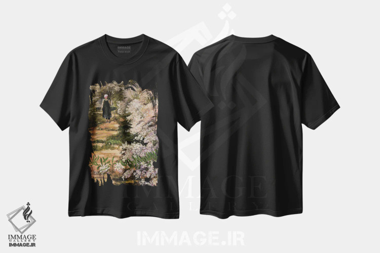 تیشرت مشکی طرح دار – تیشرت طبیعت ,پیاده روی در بوته زار اثر مارینا استریاکووا فروشگاه ایماژ
