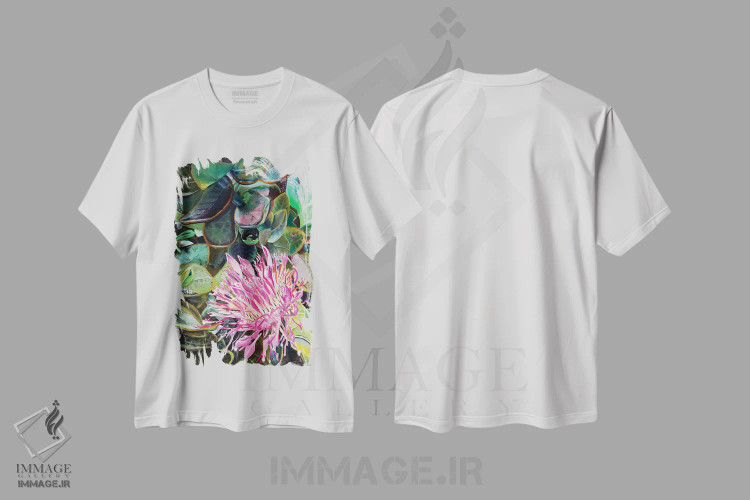 تیشرت سفید طرح دار – تیشرت هنری گلدار ,آرایش موی صبحگاهی اثر مارینا استریاکووا فروشگاه ایماژ